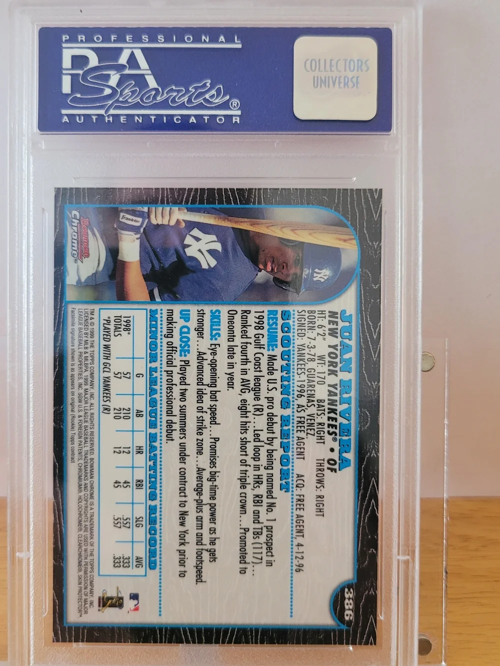 Juan Rivera Bowman Chrome #386 PSA Mint 9
